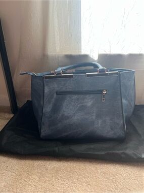 Classic Structured Women's Tote Bag in Slate Blue